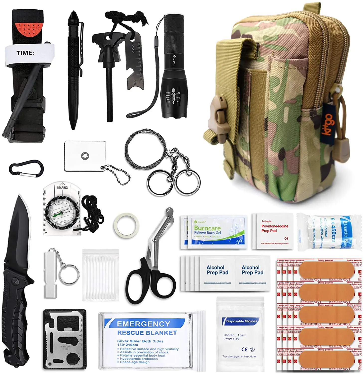 도매 프리미엄 탐색 전술 생존 응급 처치 키트 야외 모험을위한 필수 비상 장비