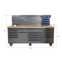 Gabinete de Herramientas Resistente de 84 Pulgadas con Luz LED, Banco de Trabajo de Garaje con 20 Cajones sobre Ruedas con Panel Perforado y Organizadores de Herramientas, Fábrica OEM