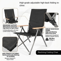 Chaise de camping pliante Sea Dog à dossier haut, inclinable et portable, avec accoudoirs, pour la pêche, la plage, les pique-niques, le jardin, les voyages en plein air