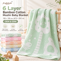 Couverture pour bébé en coton de bambou à 6 couches, 47,2 x 59,1 pouces, grandes couvertures en mousseline à bulles pour nouveau-nés, vente en gros