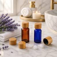 Botella de Vidrio Ámbar Azul de 30 ml Personalizada de Primera Calidad para Aceites Esenciales con Tapa de Bambú, Envase Ecológico y Sostenible para Aromaterapia al por Mayor