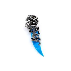 Collar yunnique de acero inoxidable con colgante de diente de lobo, collar azul y negro para hombre, joyería de animales a la moda, diseño geométrico GZP0661A - Product Image 5
