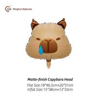 Ballon en Mylar double face à finition mate, motif Capybara mignon de dessin animé avec tortue orange, pour voiture, gâteau, porte-bonheur, rond