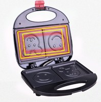 Machine à sandwich et à gaufres 110V pour la maison, grille-pain à dessin animé souriant, antiadhésif, polyvalent, pratique, cuisson du petit-déjeuner, cuisinière, fabricant de biscuits