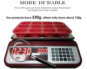 Alimentos grado molde de la torta de la pastelería 12 cavidad de silicona de molde de Muffin molde - Product Image 3