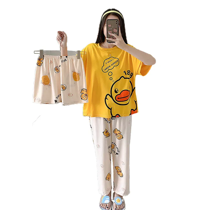 LINLONG 2182 women sleepwear customized cute printing wholesale ladies nightwear nighty pajamas korean pajamas