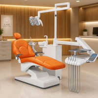Unit Gigi Terpadu RF-S450 Luxury yang Dipasang di Lantai |   Kursi Gigi Ergonomis Oranye dengan Lampu Operasi LED