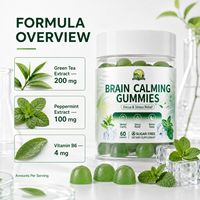 Gummies calmantes pour le cerveau OEM DOM sans sucre, à la menthe et au thé vert, pour le soulagement du stress, la clarté mentale et un meilleur sommeil, complément alimentaire