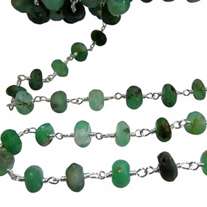 Cadena de Rosario de Perlas de Crisoprasa Natural Facetadas en Forma de Rondelle, Tamaño 6-7mm - Product Image 1