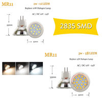 Ampoules LED Mini Spot MR11 GU4 12V 24V 2835 SMD 2W 3W 12LEDs 18LEDs Lumière Blanche Froide Chaude Brillante