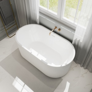 Baignoire autoportante contemporaine en acrylique et fibre de verre, design cannelé, Vietnam, OEM ODM personnalisé - Product Image 4