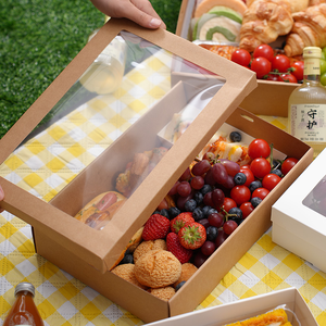 Customizable Kraft Paper <strong>Box</strong> Set Big Rectangular <strong>Long</strong> Containers Rigid Square <strong>Box</strong> for Cake and Sugar for Food Storage - Product Image 2