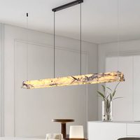 Lustres minimalistes en marbre naturel, forme de bande longue, lampes suspendues, hauteur réglable, table, salle à manger, bar, luminaires suspendus de luxe