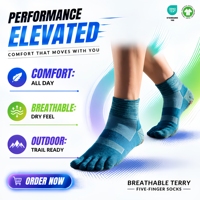 Chaussettes de sport à cinq doigts COOLMAX avec logo personnalisé, séchage rapide, respirantes, compression de la voûte plantaire, semelle en tissu éponge, fabricant OEM en gros