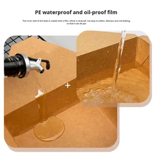 Caja de Embalaje de Alimentos Desechable de Papel Kraft para <span class=keywords><strong>Pollo</strong></span> Frito Coreano Comercial y Bocadillos, Cajas de Comida para Llevar al por Mayor - Product Image 3