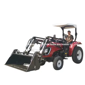 Diskon Besar! Diskon Alat Traktor Pertanian dan Lampiran Mini 25hp 30hp 4X4 Traktor dengan Muatan Depan dan Penggali Cangkul Belakang