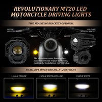 Lumière de moto MT20 en gros, 12V 30W, blanc jaune, projecteur LED