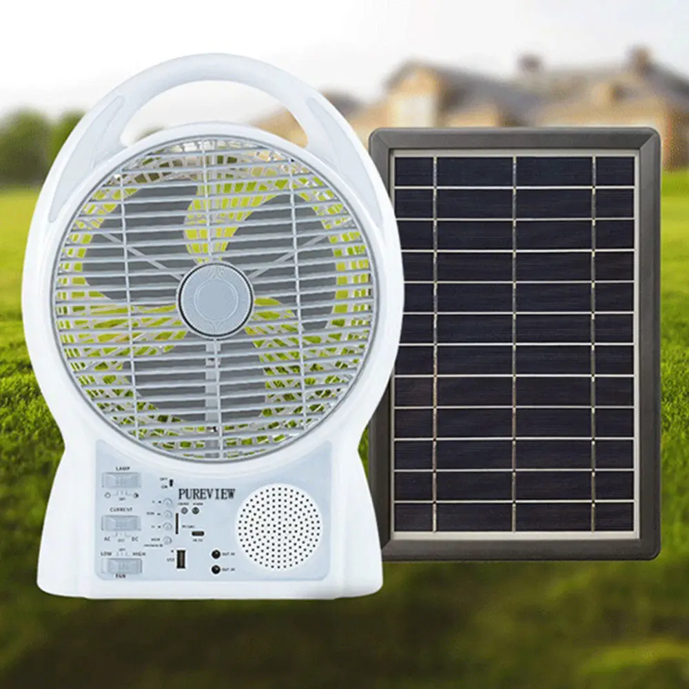 AC/DC güneş şarj edilebilir elektrikli Fan mekanik Modern taşınabilir Fan masa plastik ile GÜNEŞ PANELI ev için 10 adet