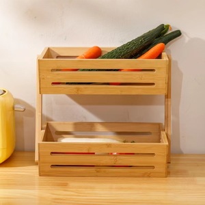 Cesta de Almacenamiento de Doble Capa de Bambú Rima, Organizador de Frutas y Verduras para Escritorio, Estante de Almacenamiento para Cocina - Product Image 3