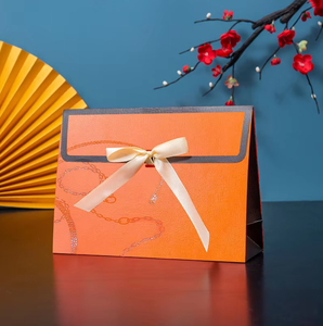 Multi <b>Color</b> Flap Paper Gift Bag With Satin Ribbon Bow, Foldable <b>Envelope</b> Style Paper Tote Bag for Clothing Scarf Socks Packaging - Product Image 5