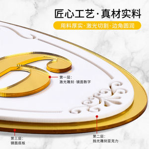 ป้ายเลขห้องอะคริลิค Panfei ขนาด 30x15 ซม. สีทอง ป้ายประตูโรงแรม ดีไซน์มินิมอล - Product Image 5
