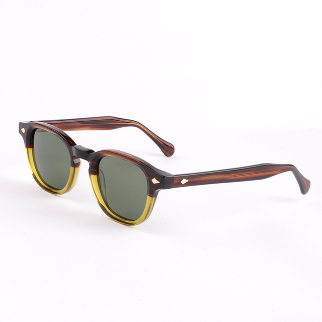 LMA AT9005 Personality Retro Round Eyewear Women Handmade TAC Lens Leopard Acetate Men High Quality Custom Logo Sunglasses