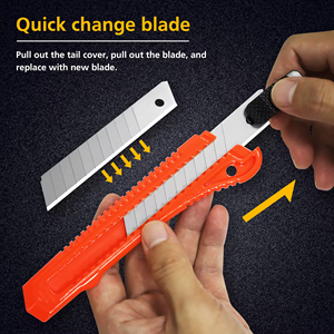 Fournisseur d'usine, lames de couteau utilitaire de 18 mm de couleur personnalisée avec manche entièrement en plastique ABS - Product Image 2