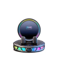Support de téléphone pour voiture avec lumière ambiante RGB, chargeur sans fil, verrouillage électrique, anti-vibration, antidérapant, support de navigation pour tableau de bord de véhicule