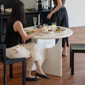 Modern <b>Round</b> <b>Dining</b> <b>Table</b> <b>White</b> Stable Design For Home Use - Product Image 1