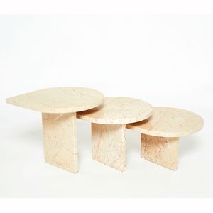 Tavolino scanalato tavolino rettangolare <span class=keywords><strong>3</strong></span> pezzi set tavolino moderno di lusso di colore beige - Product Image 5