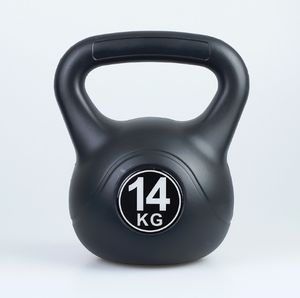 Vente d'équipement de gymnastique personnalisée en plastique noir ciment rempli de sable PVC Kettlebell Set Competition 2kg 8kg <span class=keywords><strong>10kg</strong></span> 12kg 16kg 18kg 20kg 24kg - Product Image 6