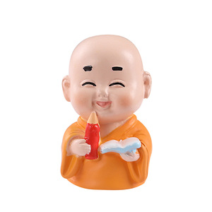Figurines de dessin animé Shaolin vilain quatre bouddhisme petit moine Mini résine artisanat poupées pour jardin bureau ornement décoration de la maison - Product Image 2