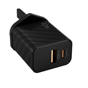 Dual Port 40W <span class=keywords><strong>PD</strong></span> 25W Max Power <span class=keywords><strong>Brick</strong></span> USB C Lade adapter Ziegelwand stecker US-Stecker Schwarz USB C und USB Power <span class=keywords><strong>Brick</strong></span> - Product Image 3