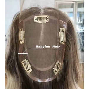 <span class=keywords><strong>Babylon</strong></span> Luxury Ombre Blonde Color Silk Base Topper Lace Base Hairpiece Toupees Kosher Remy Human Hair Topper - Product Image 4