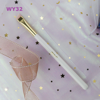 Vente en gros de pinceaux à sourcils ultra fins de qualité supérieure, design de luxe blanc/doré, pinceaux à sourcils plats, avec logo personnalisé