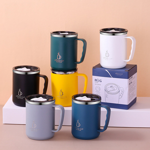 Hot Selling 500ml <b>Double</b> <b>Wall</b> Vacuum Insulated Stainless Steel Travel Coffee Tumbler <b>Mug</b> Cup With Handle Lid - Product Image 1