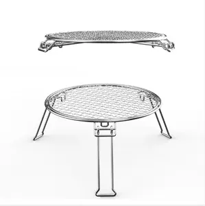 Groothandel barbecue lade bbq grill-3-Been Outdoor Verdikte Opvouwbare Draagbare Ronde Bbq Grill Lade Bbq Barbecue Pan Barbecue Grill