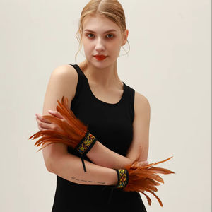 Gotik tarzı kadın yetişkin tüy eldiven ve delikli dantel bilezik cadılar bayramı kostüm özelleştirilmiş renk ile Set - Product Image 6