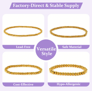 Gelang Rantai Bola Minimalis Perhiasan Wanita Fashion Baja Anti Karat Lapis Emas 18K Anti Alergi Tahan Air Grosir 304 316 - Product Image 3