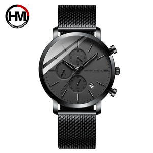 Montre pour homme HANNAH MARTIN 109, acier inoxydable noir, mode, étanche, sport, multifonctionnelle, quartz, Relogio Masculino - Product Image 5