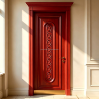 Porte d'entrée simple/double en bois massif noyer/ébène sculpté pour maison avec dessus décoratif, porte extérieure