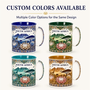 Tasses en céramique souvenirs touristiques d'Afrique du <span class=keywords><strong>Sud</strong></span>, motif floral, montagne, faune, pour café, lait, mug, personnalisation OEM ODM, vente en gros - Product Image 2