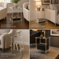 Table d'appoint en acrylique transparente, polie, à bords arrondis, compacte, à ouverture verticale, pour rangement et présentation dans le salon – Nouveauté très prisée