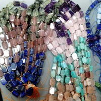 Perles de pierre rectangulaires 12*8mm en turquoise, aigue-marine, améthyste, quartz, cristal, perles de pierre naturelle géométriques pour la création de bijoux DIY