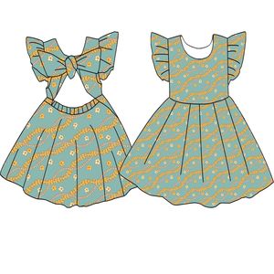 Vestido de Niña al por Mayor, Estilo Inglés, con Lazo, Largo hasta la Rodilla, con Estampado Floral, 95% Algodón, Personalizado, Oem/odm, Otoño - Product Image 1
