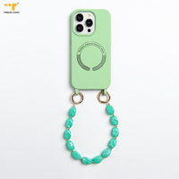 Bracelet de téléphone de luxe, pendentif coloré, porte-clés, perles en acrylique, cordon fait à la main, sangle de téléphone portable de 30 cm pour iPhone