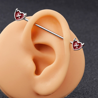 316L Acier Inoxydable Cerise Industrielle Barbell Piercing Bijoux Mignon Industriel Bar Piercing Bijoux Chaîne Industrielle Boucles D'oreilles