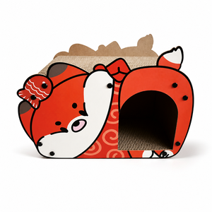Casa Rascadora para Gatos en Forma de Zorro YAOYUE, Nido Rascador de Cartón Corrugado con Entrada Arqueada, 50x35x27 cm - Product Image 1