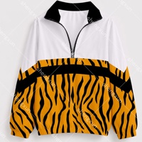 Veste coupe-vent à fermeture éclair 1/4 personnalisée pour femmes, imprimé tigre/zebra, résistante à l'eau