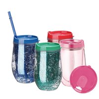 Gobelet en plastique à double paroi avec paillettes, en forme d'œuf, réutilisable, avec paillettes scintillantes, pour fêtes, tasse de voyage pour boissons froides de qualité alimentaire